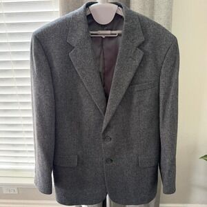 Jos A. Bank 100% Camel Hair Sport Coat Blazer Mens 44R Gray 2 Button